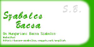 szabolcs bacsa business card